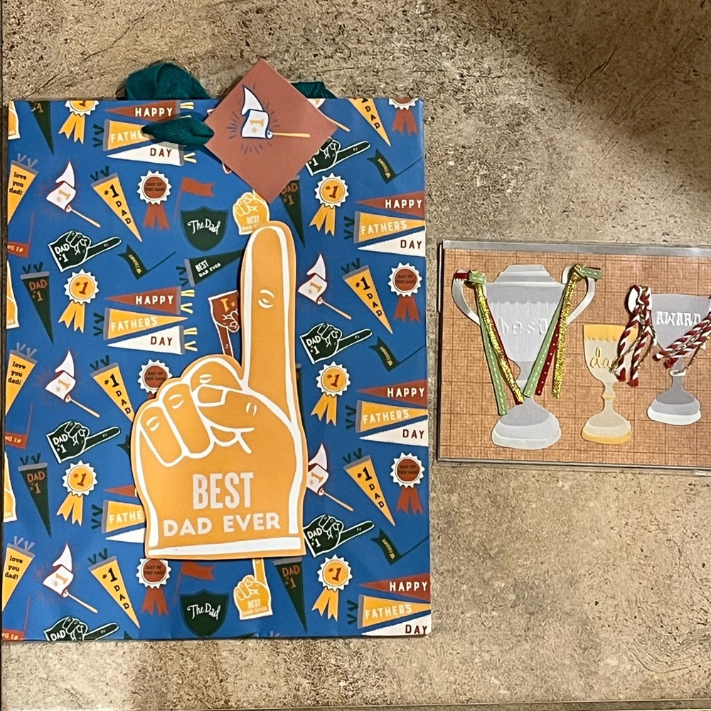 Colorful Father's Day Gift Bag and Greeting Card